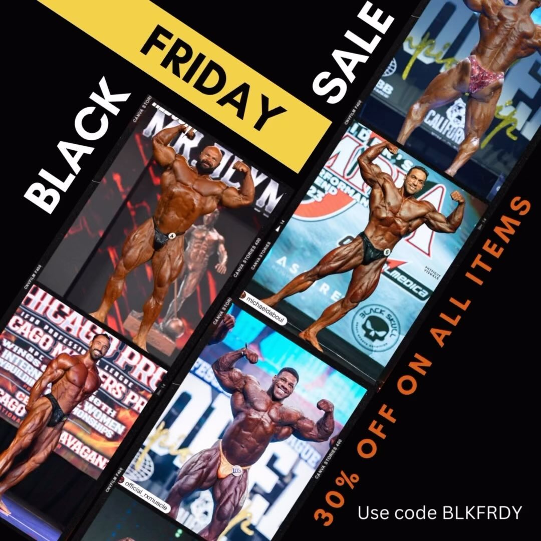 Our Black Friday sale is now live. Use code ‘BLKFRDY’ for 30% off all store items. Our standard terms and conditions apply. #blackfriday #sale #bodybuilding #posing #trunks