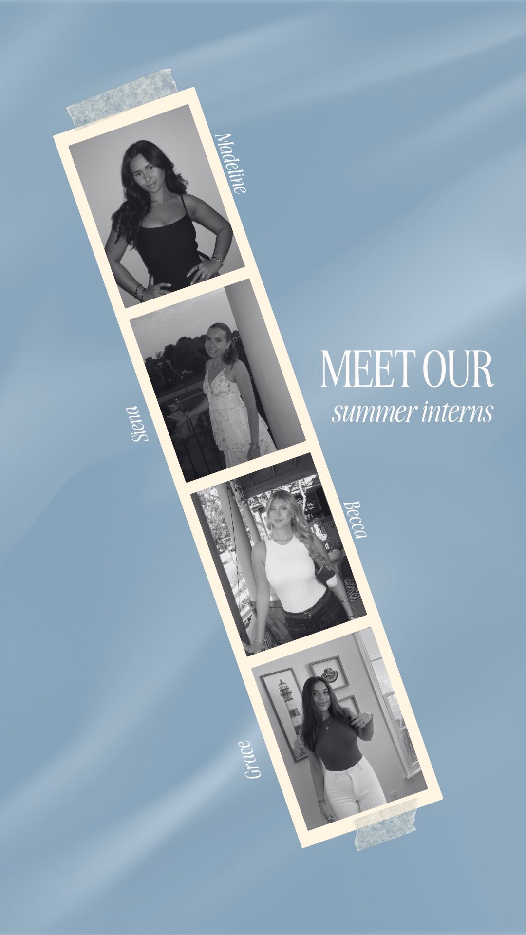 Introducing new faces to @thegoldenhour_social — Meet our summer interns 🫶🏻🌞🩵
@madsgallagher — Rutgers University
@siena.santamaria — High Point University
@graceandruzzi — University of Miami
@beccabuonomo — West Chester University